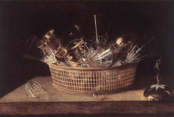 Sebastian Stoskopff Still-Life of Glasses in a Basket China oil painting art
